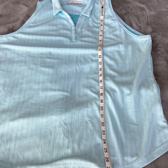 NWOT Pebble Beach Dry Luxe sleeveless aqua/white polo size XXL - Picture 4 of 7